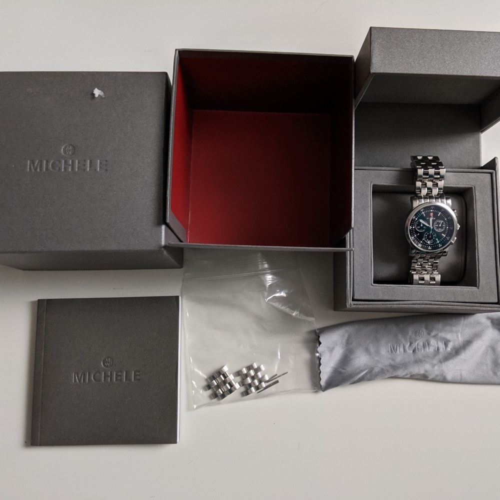 Michele Sport Sail Black Dial Watch 38mm